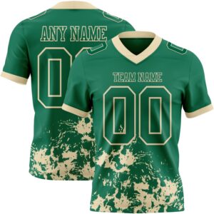 Custom Kelly Green Cream 3D Pattern Splash Authentic Football Jersey