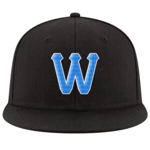 Custom Black Powder Blue-White Stitched Adjustable Snapback Hat